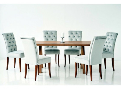 Moderne Chesterfield Esszimmer Garnitur Luxuriöser Esstisch x6 Chesterfield Stühle